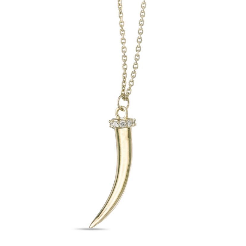 Lab Created Gemminded 1/10 ct. t.w. Lab-Grown Diamond Horn Pendant Necklace in 18k Gold Over Silver