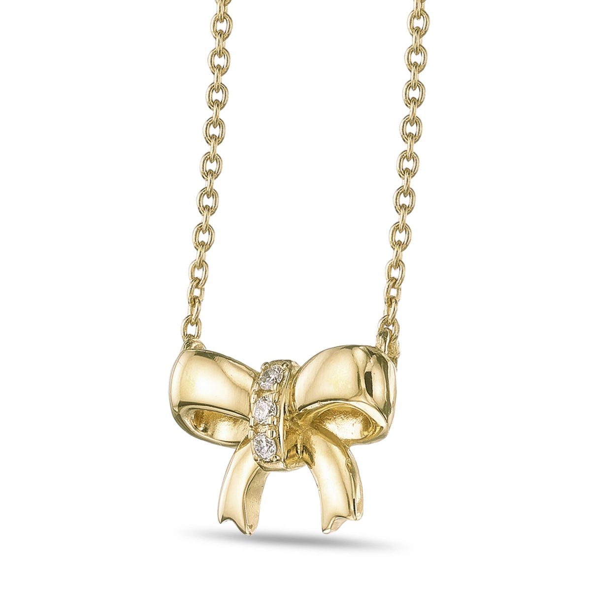 Lab Created Gemminded Lab-Grown Diamond Accent Bow Pendant Necklace in 18k Gold Over Silver