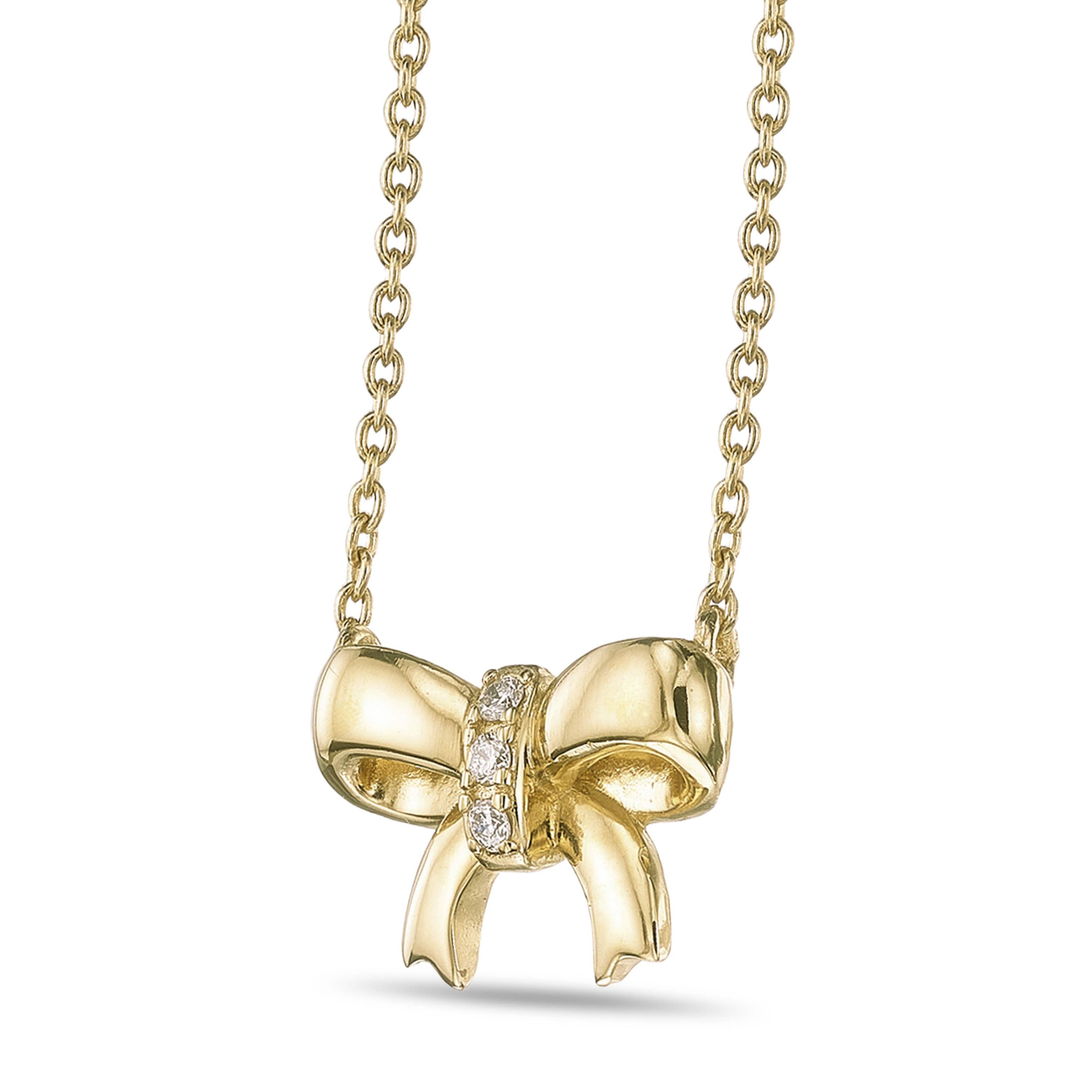Lab Created Gemminded Lab-Grown Diamond Accent Bow Pendant Necklace in 18k Gold Over Silver