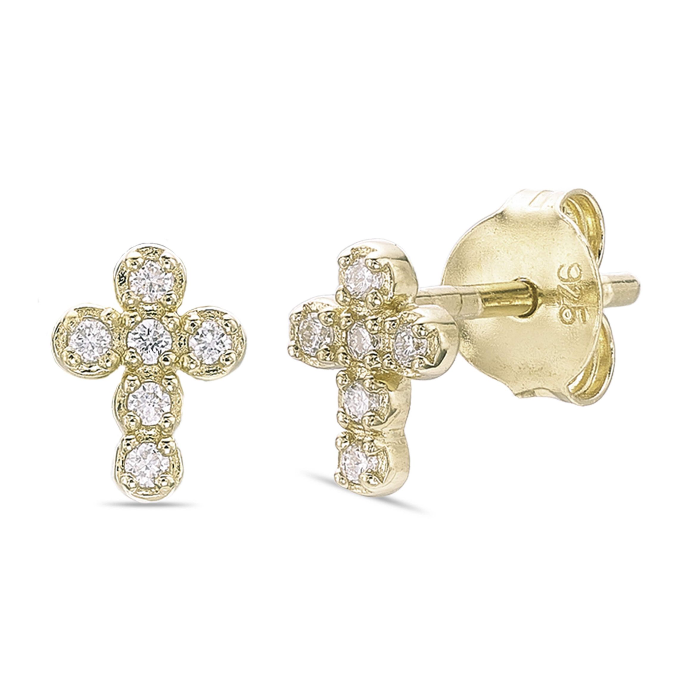 Lab Created Gemminded Lab-Grown Diamond Accent Stud Earrings in 18k Gold Over Silver