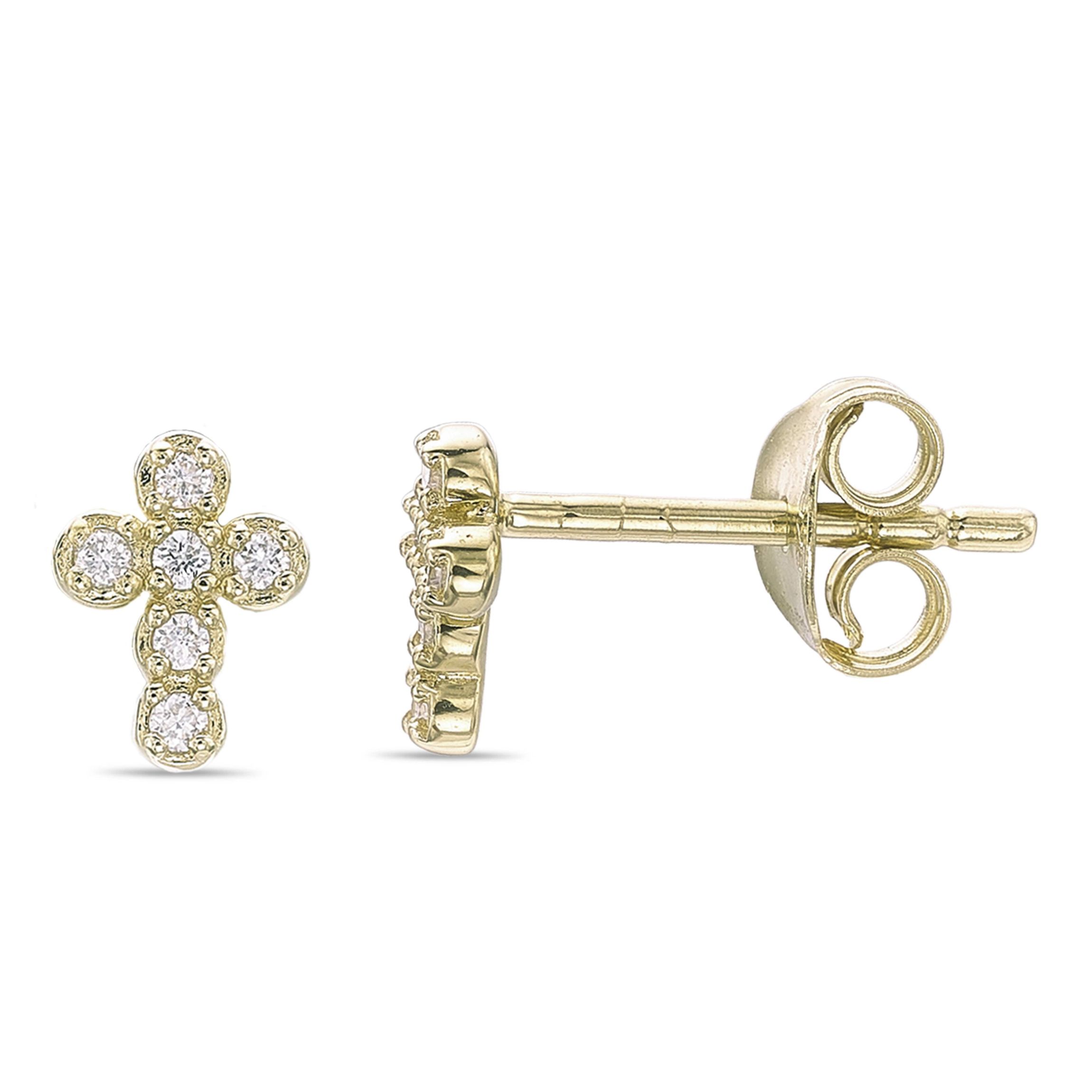 Lab Created Gemminded Lab-Grown Diamond Accent Stud Earrings in 18k Gold Over Silver