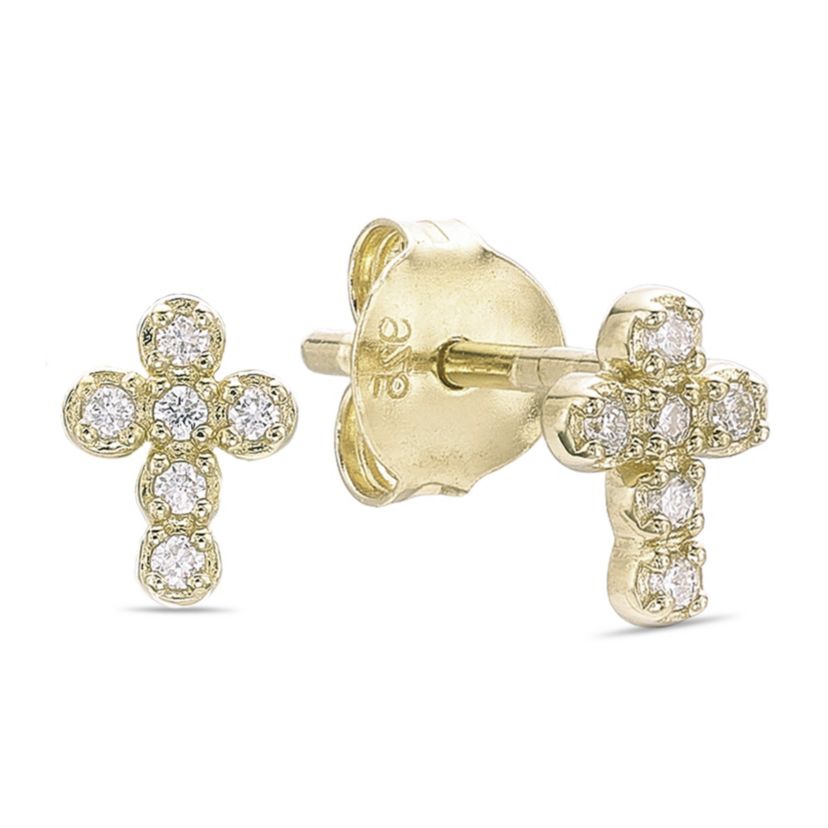 Lab Created Gemminded Lab-Grown Diamond Accent Stud Earrings in 18k Gold Over Silver