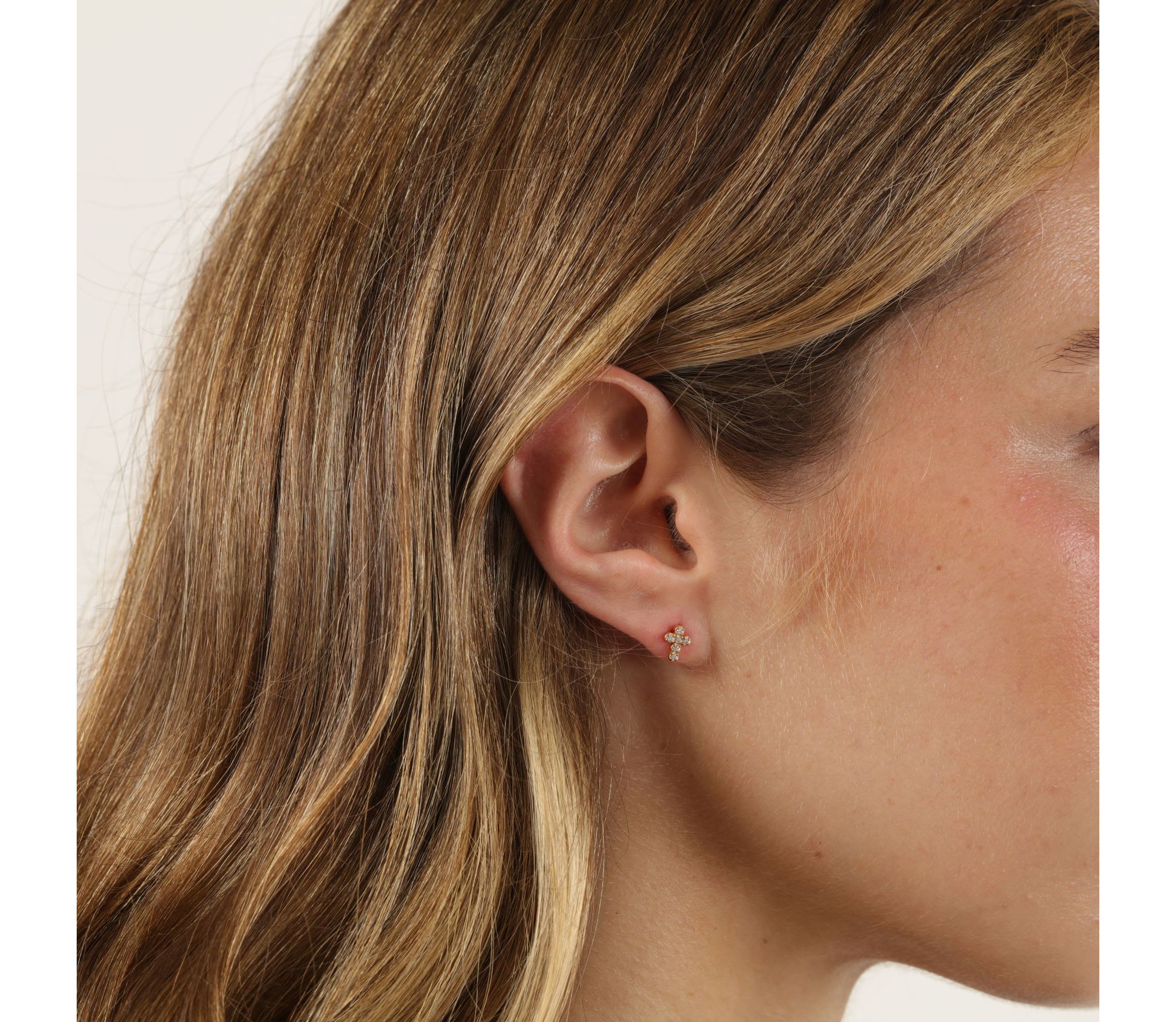 Lab Created Gemminded Lab-Grown Diamond Accent Stud Earrings in 18k Gold Over Silver