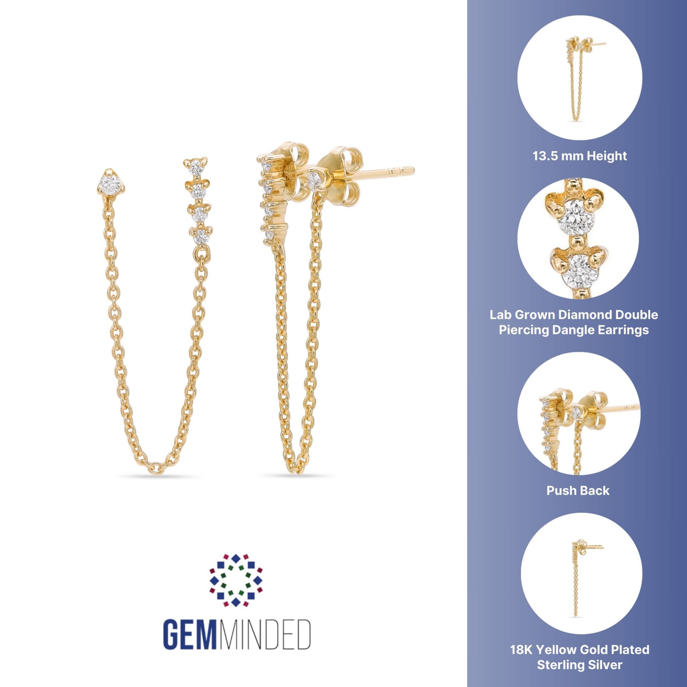 Lab Created Gemminded 1/8 ct. t.w. Lab-Grown Diamond Earrings in 18k Gold Over Silver