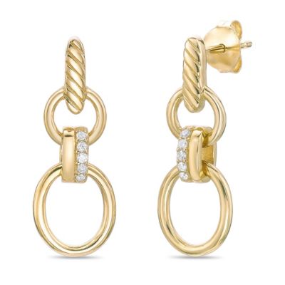Brilliant Grown Lab Created Lab-Grown Diamond Accent Drop Earrings in 18k Gold Over Silver, White