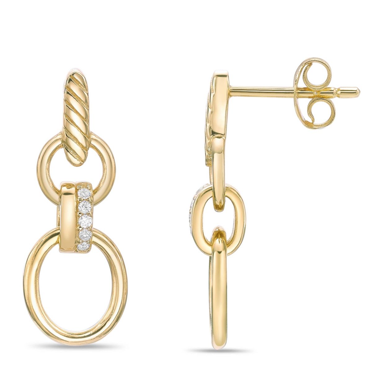 Lab Created Gemminded Lab-Grown Diamond Accent Drop Earrings in 18k Gold Over Silver