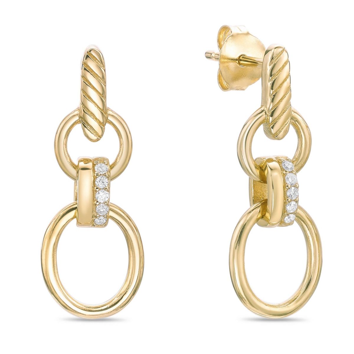 Lab Created Gemminded Lab-Grown Diamond Accent Drop Earrings in 18k Gold Over Silver