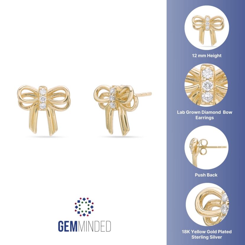 Lab Created Gemminded Lab-Grown Diamond Accent Earrings in 18k Gold Over Silver