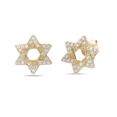 Brilliant Grown Lab Created 18k Gold Plated Silver 1/4 CTTW Lab Grown Diamond Star of David Earrings, Yellow