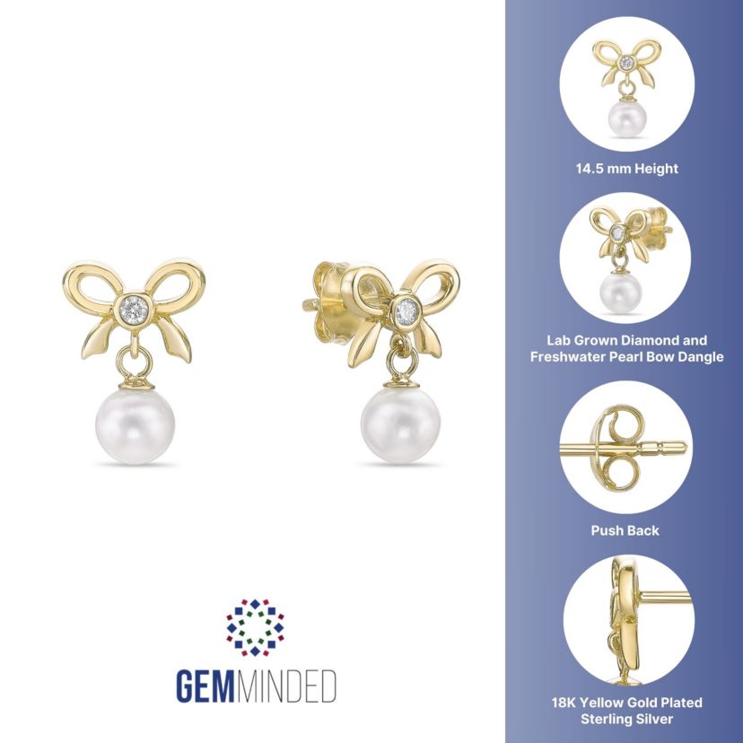 Lab Created Gemminded Lab-Grown Diamond Accent Earrings in 18k Gold Over Silver