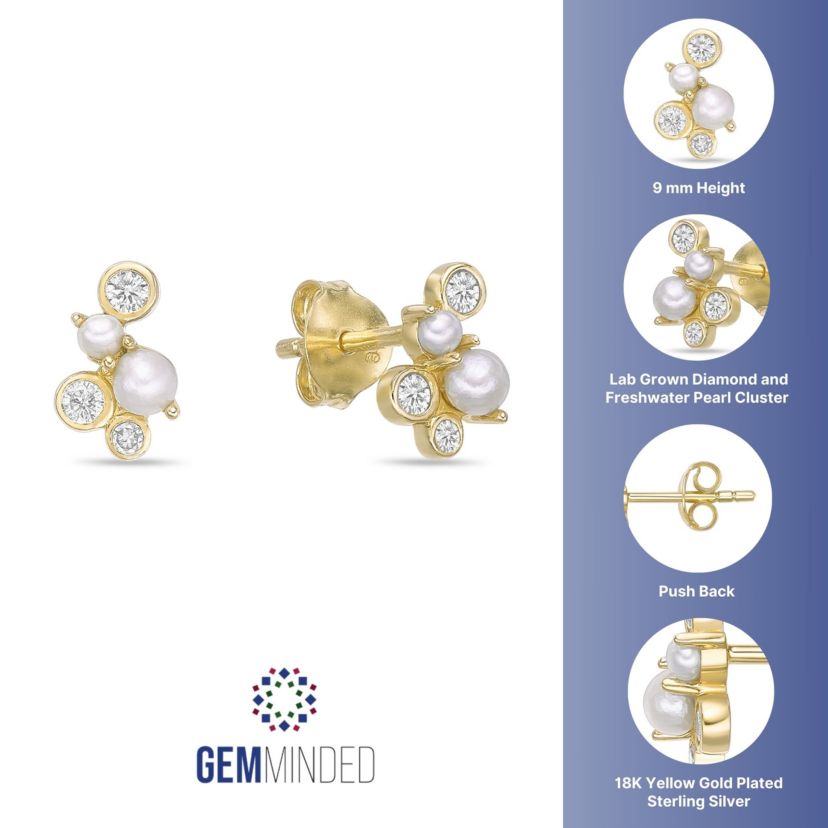 Lab Created Gemminded 1/6 ct. t.w. Lab-Grown Diamond Earrings in 18k Gold Over Silver