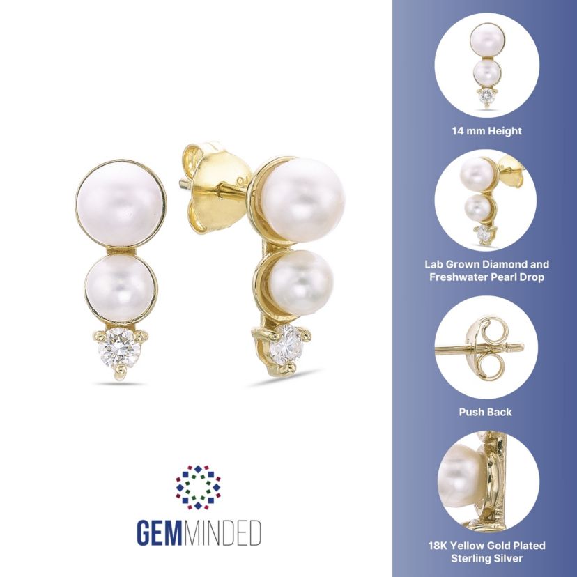 Lab Created Gemminded 1/8 ct. t.w. Lab-Grown Diamond Earrings in 18k Gold Over Silver
