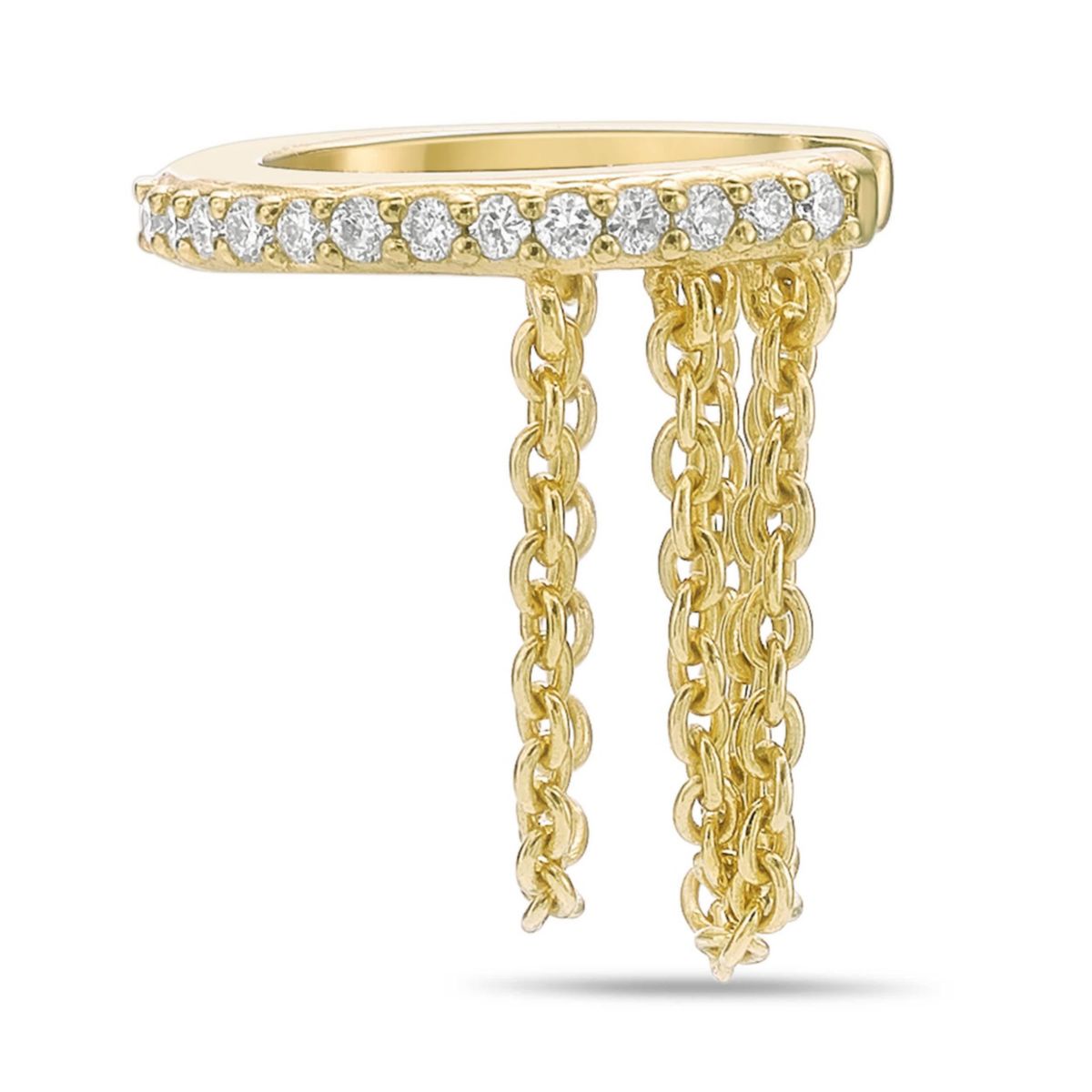 Lab Created Gemminded Lab-Grown Diamond Accent Ear Cuff in 18k Gold over Silver