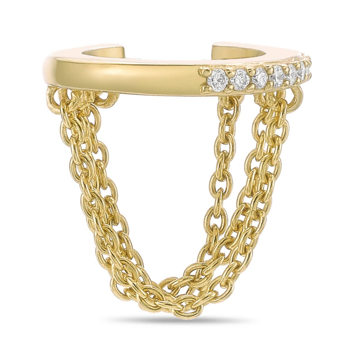 Lab Created Gemminded Lab-Grown Diamond Accent Ear Cuff in 18k Gold over Silver