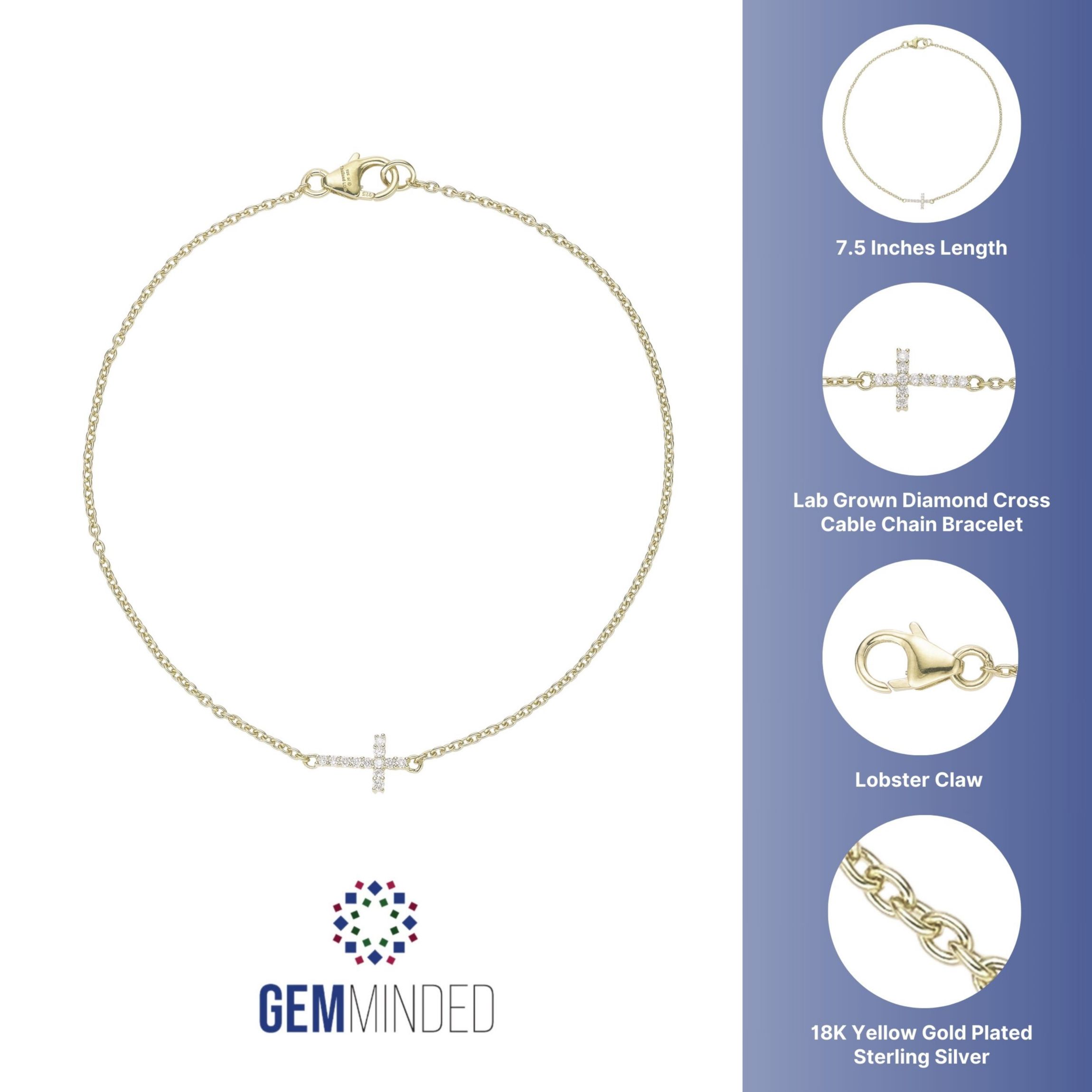 Lab Created Gemminded Lab-Grown Diamond Accent Bracelet in 18K Gold Over Silver
