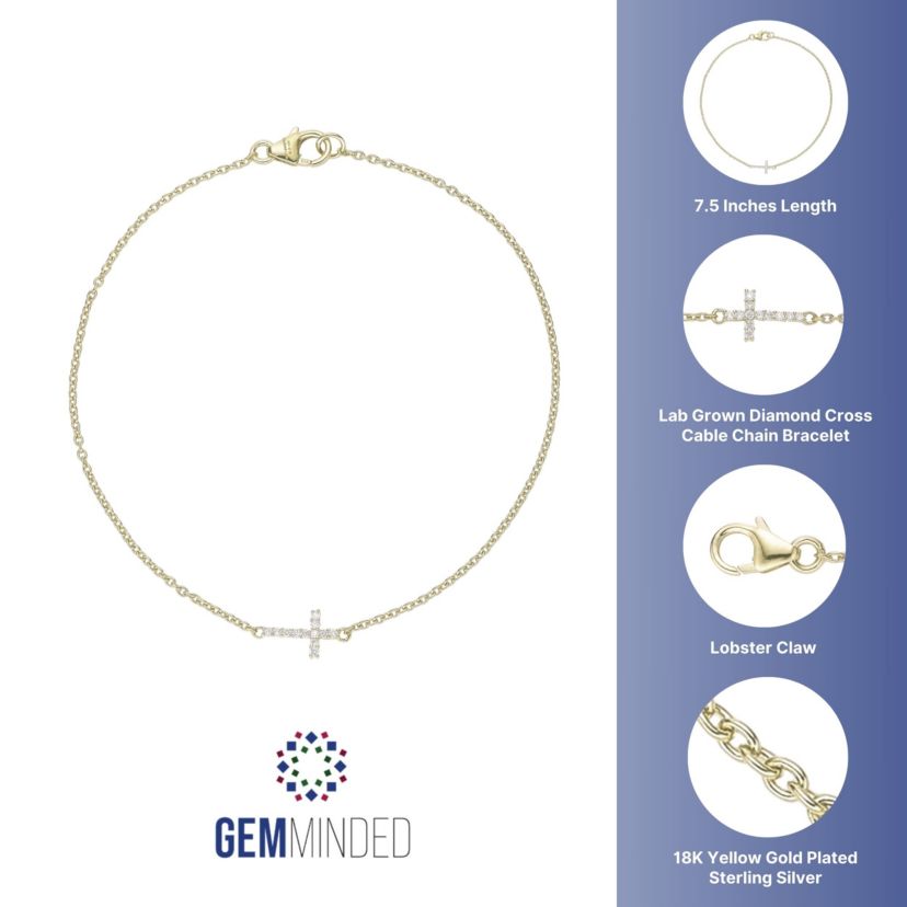 Lab Created Gemminded Lab-Grown Diamond Accent Bracelet in 18K Gold Over Silver