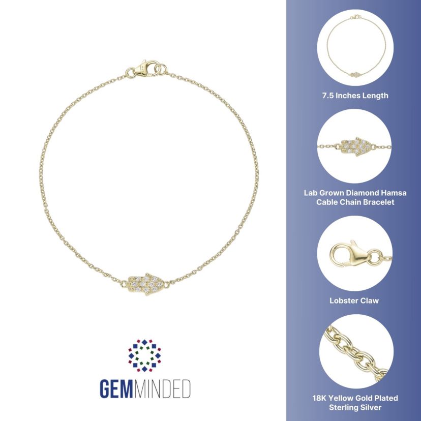 Lab Created Gemminded 1/10 ct. t.w. Lab-Grown Diamond Bracelet in 18K Gold Over Silver