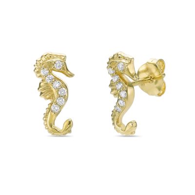 Brilliant Grown Lab Created Women's Diamond Earrings in 1 Micron Yellow Gold Plated Sterling Silver