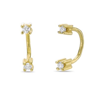 Brilliant Grown Lab Created Women's Lab Grown Diamond Stylish Earrings in 1 Micron Yellow Gold Plated Sterling Silver