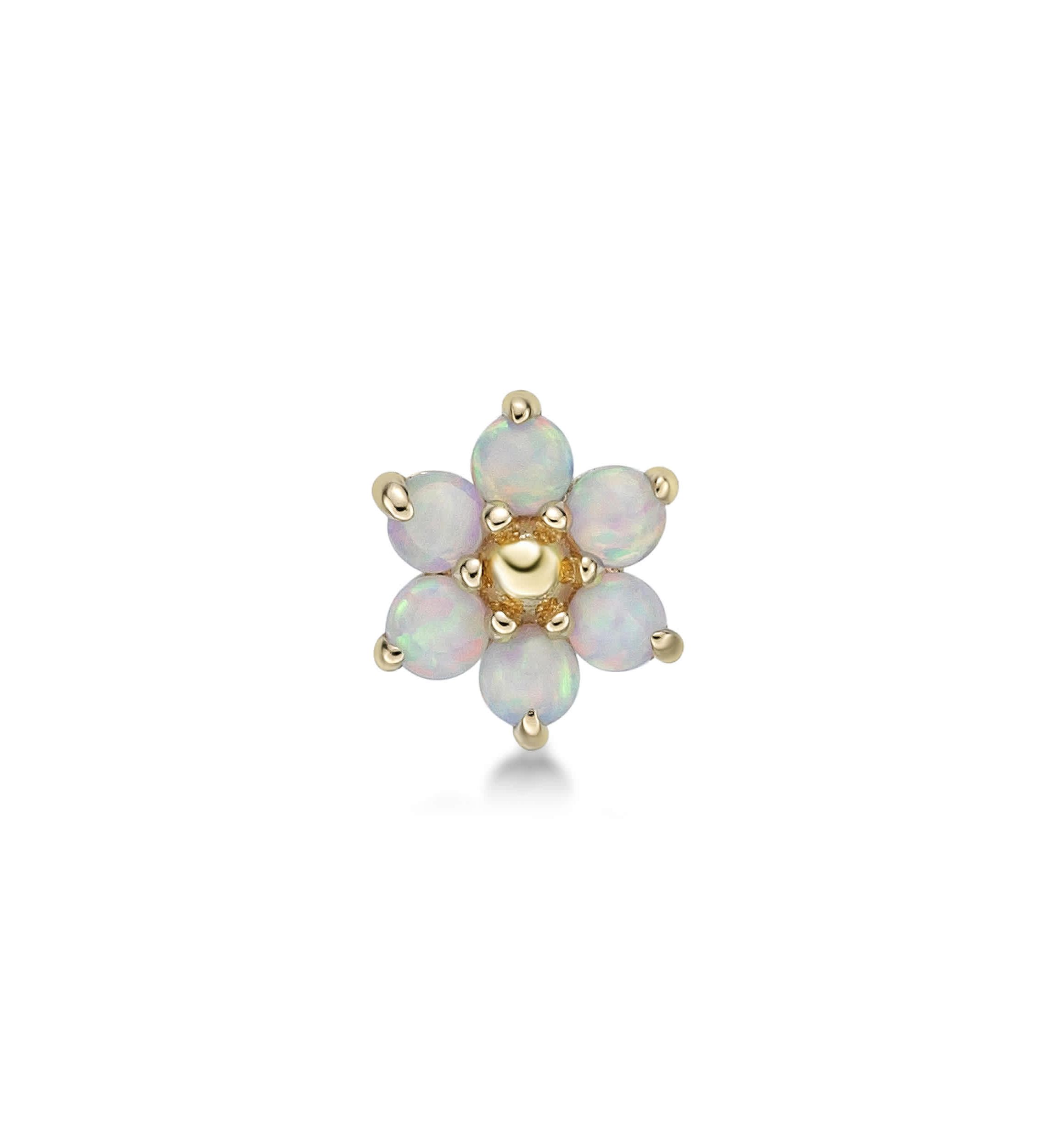 Lila Moon Lab-Created Opal Flower Nose Ring in 14K Gold