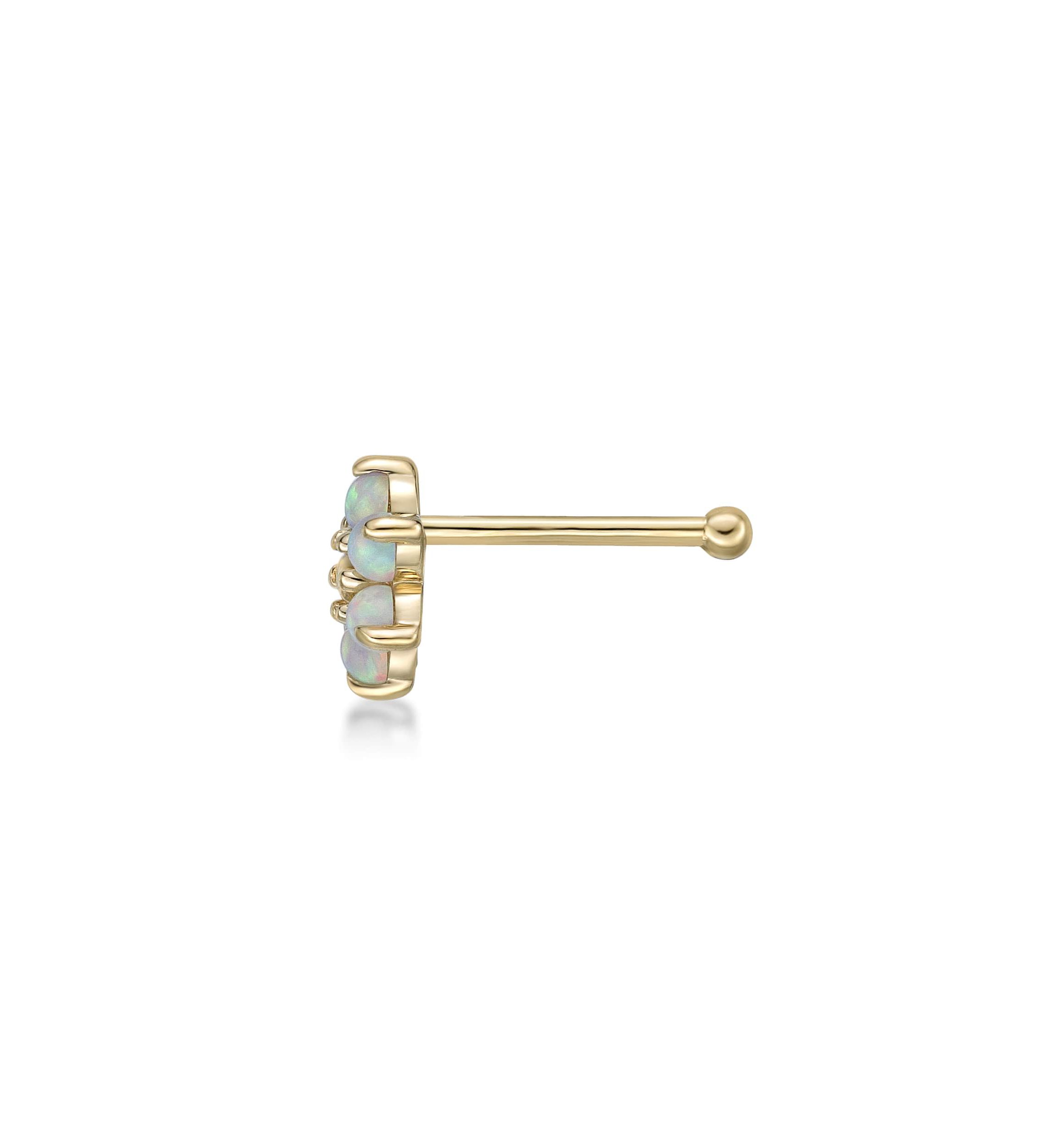 Lila Moon Lab-Created Opal Flower Nose Ring in 14K Gold