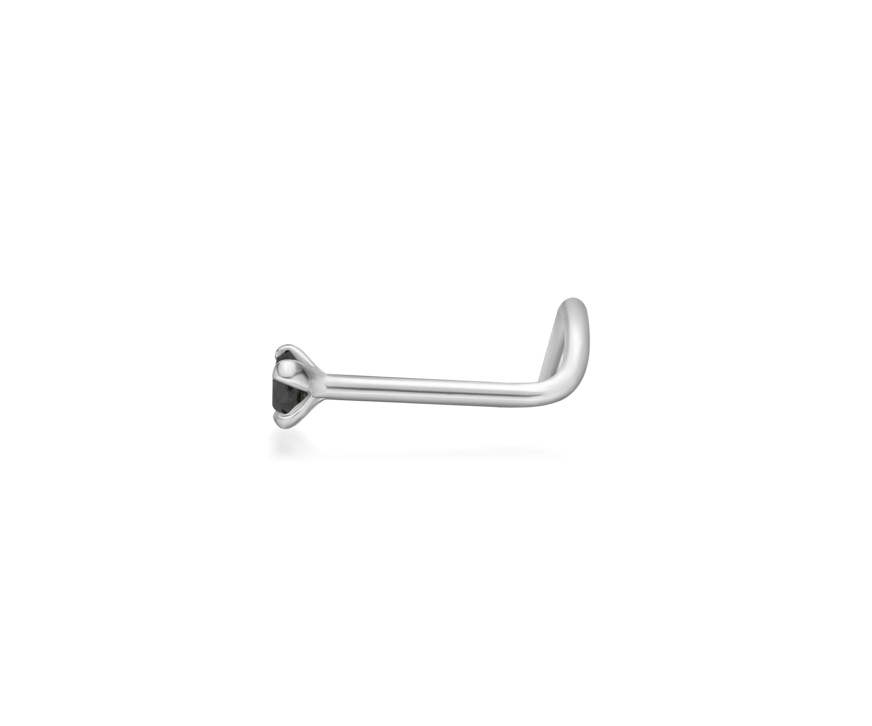 Lila Moon Black Diamond Accent Curved Nose Stud in 14KWhite Gold