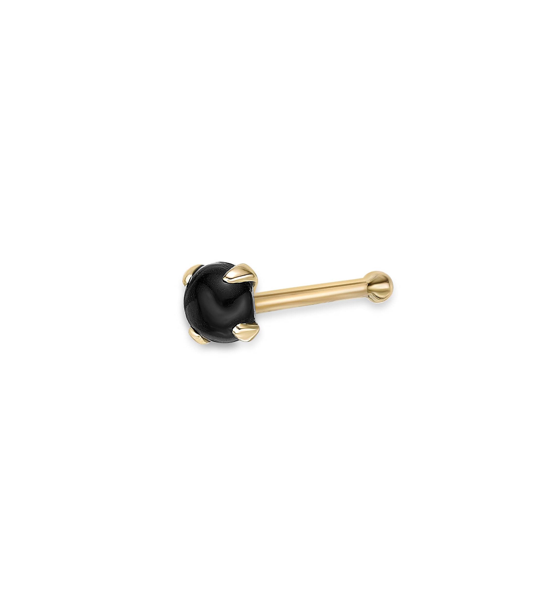 Lila Moon Onyx Nose Stud in 14K Gold
