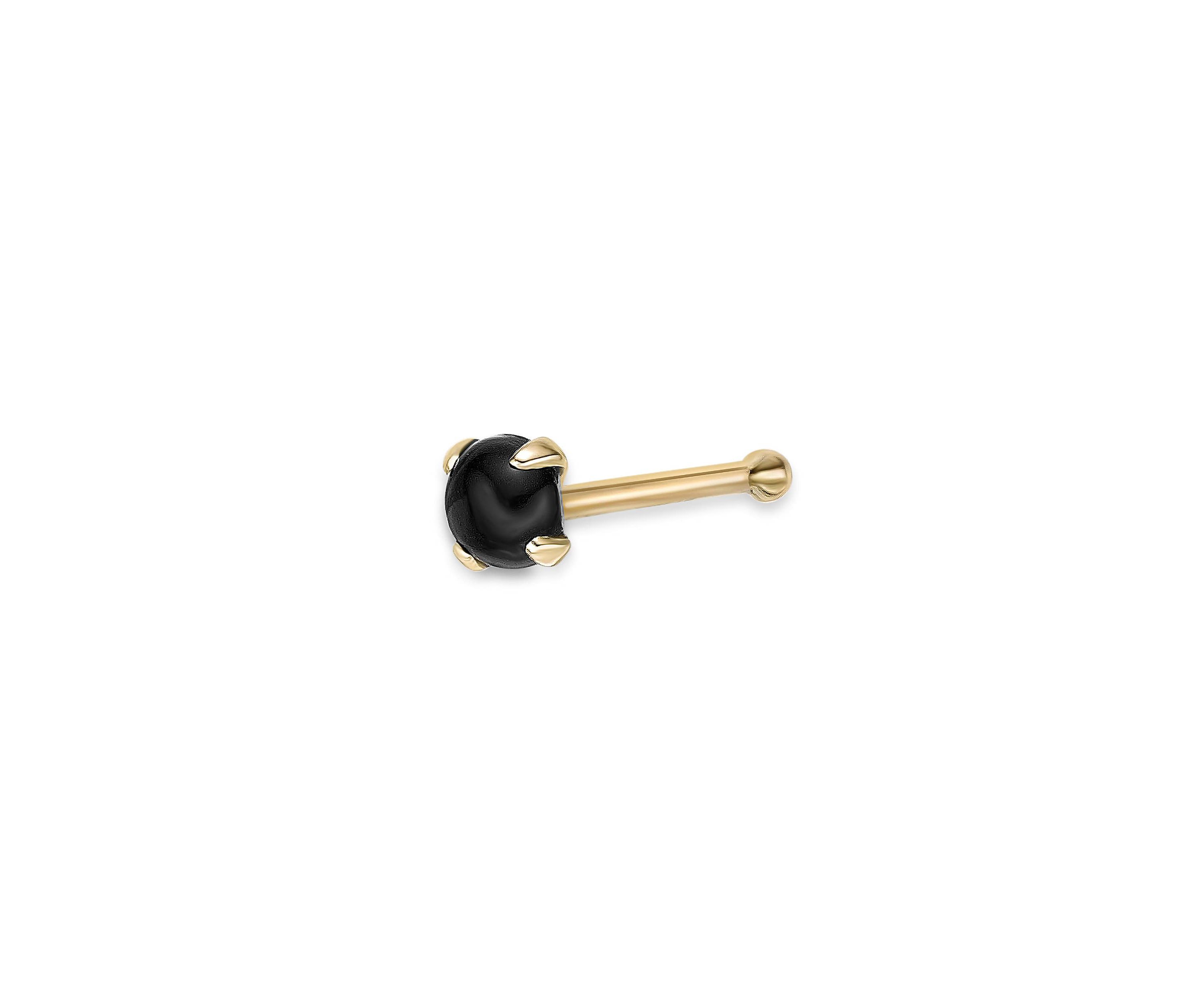 Lila Moon Onyx Nose Stud in 14K Gold