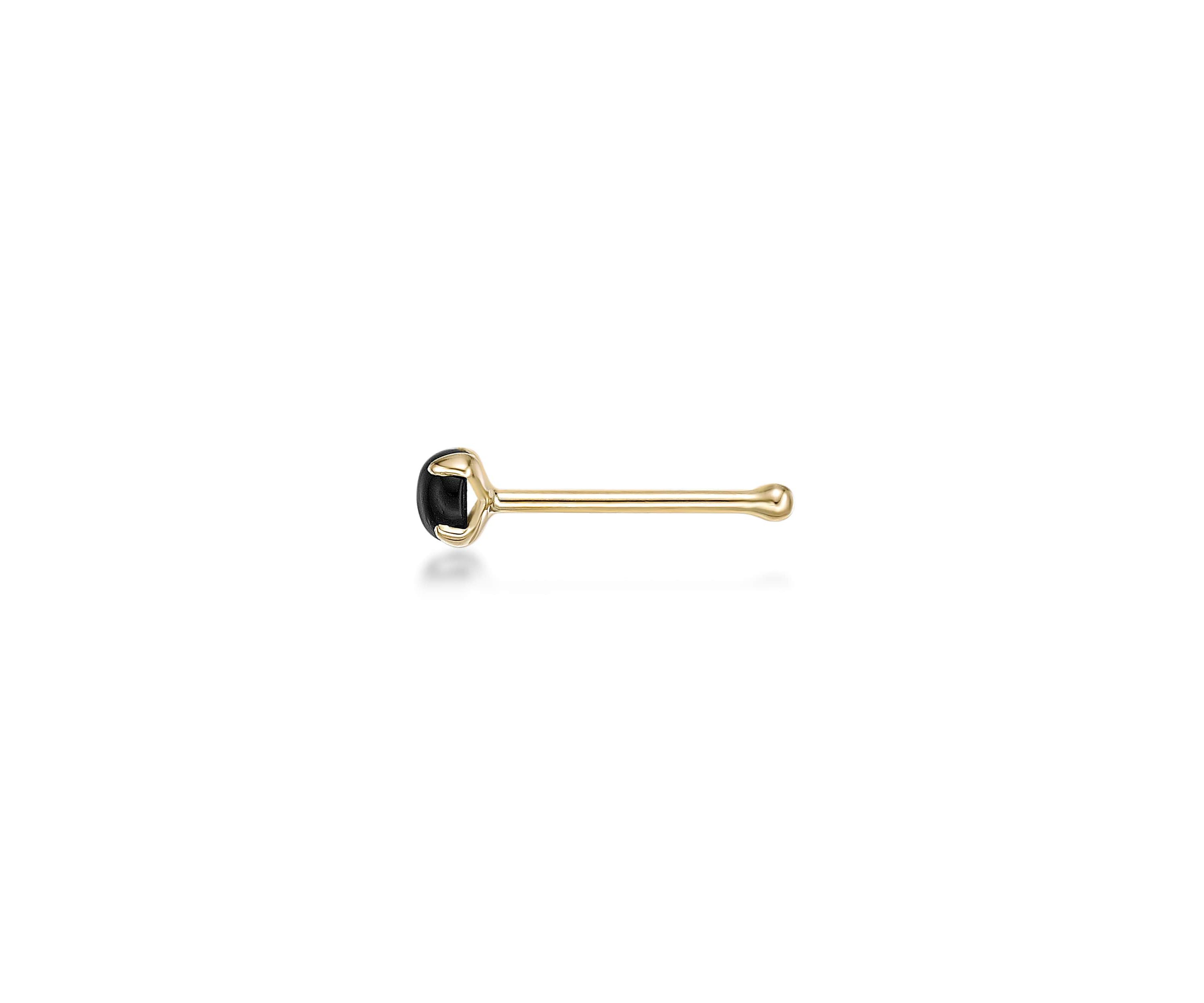 Lila Moon Onyx Nose Stud in 14K Gold
