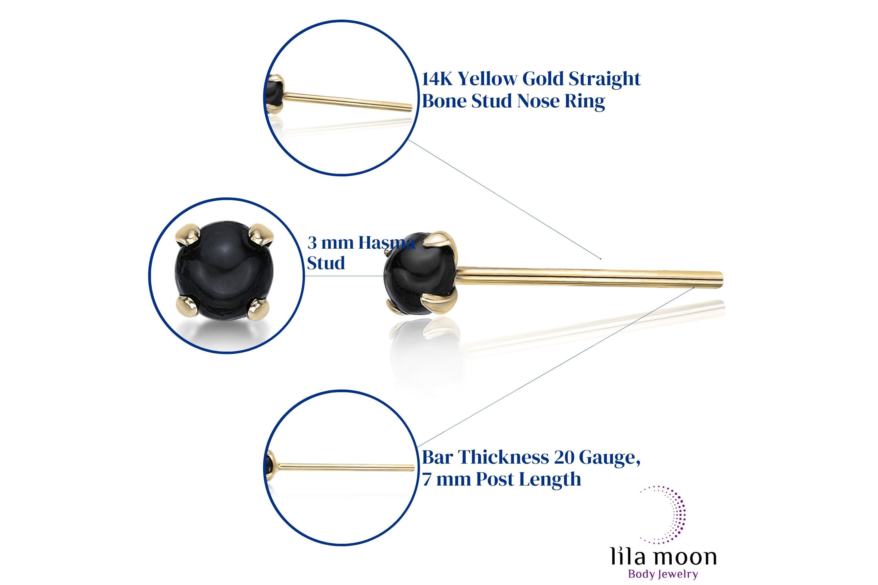 Lila Moon Onyx Nose Stud in 14K Gold