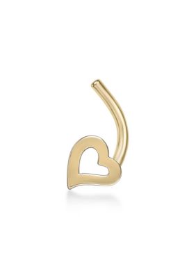 Lila Moon Heart Curved Nose Ring Stud in 14K Gold Yellow