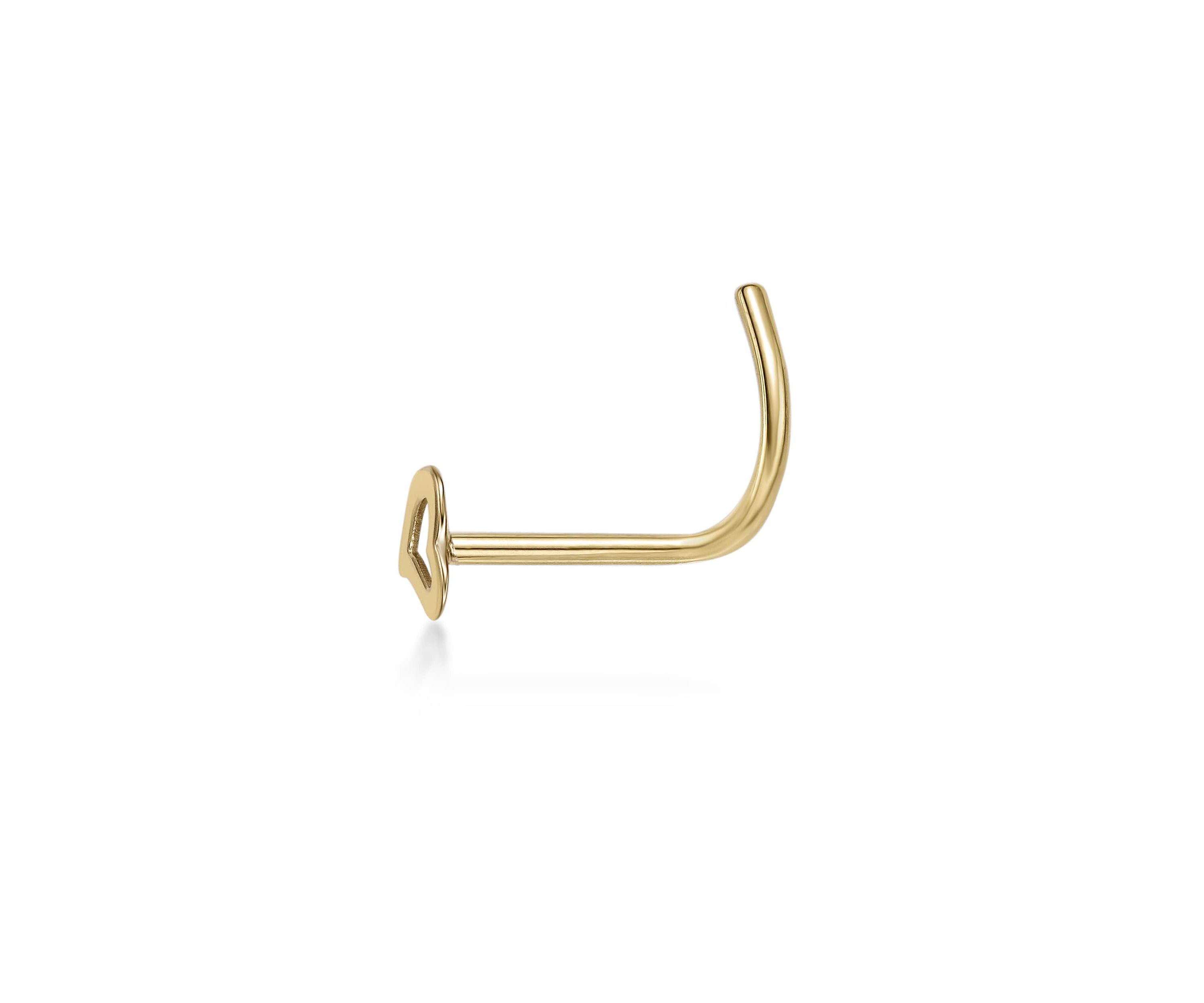 Lila Moon Heart Curved Nose Ring Stud in 14K Gold