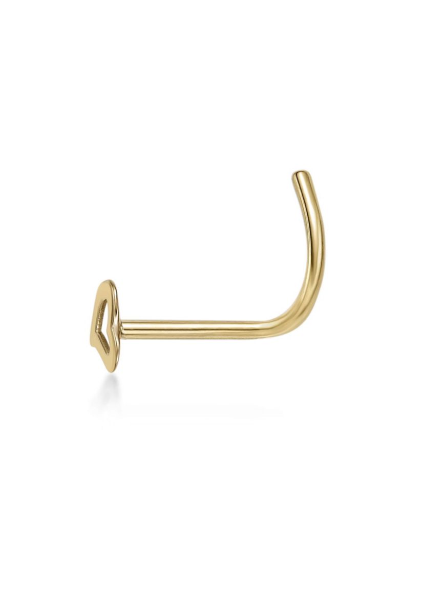 Lila Moon Heart Curved Nose Ring Stud in 14K Gold