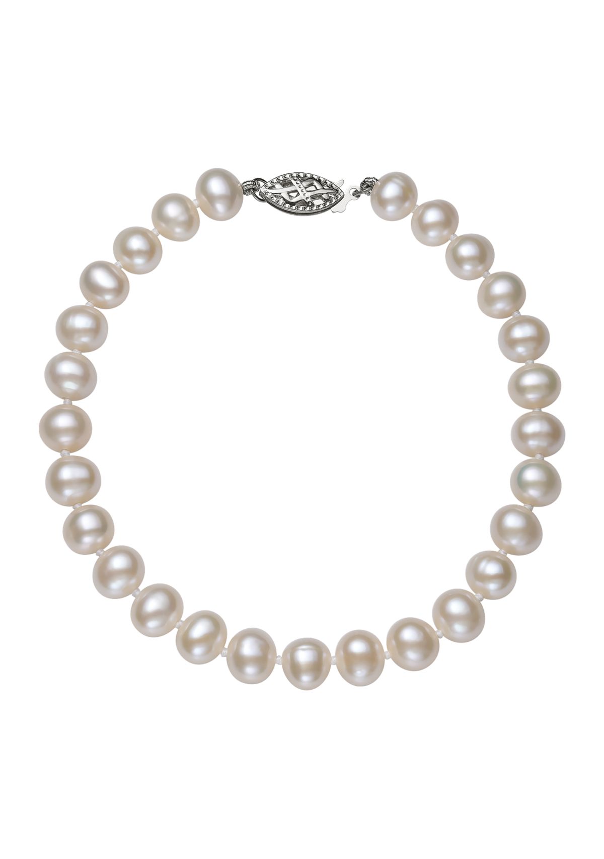 5-6 Millimeter A Quality Cultured Freshwater Pearl 7.5 Inch Bracelet in 14k White Gold 