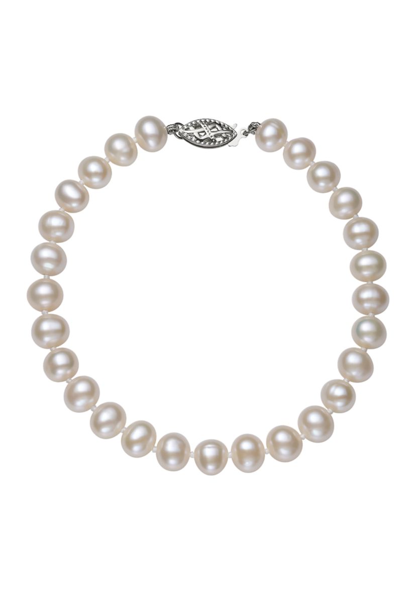 5-6 Millimeter A Quality Cultured Freshwater Pearl 7.5 Inch Bracelet in 14k White Gold 
