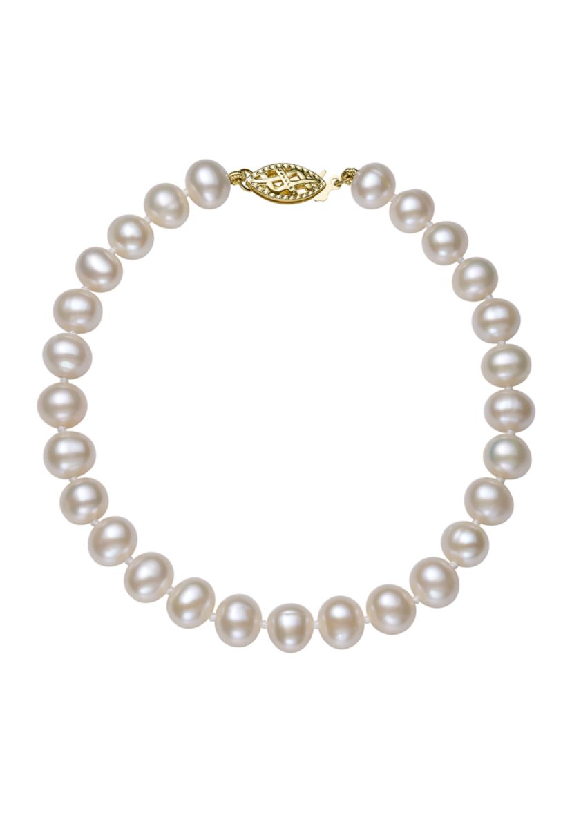 5-6 Millimeter A Quality Cultured Freshwater Pearl 7.5 Inch Bracelet in 14K Yellow Gold