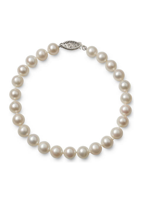 6-7 mm A Quality Cultured Freshwater Pearl 7.5 inch Bracelet in 14k White Gold