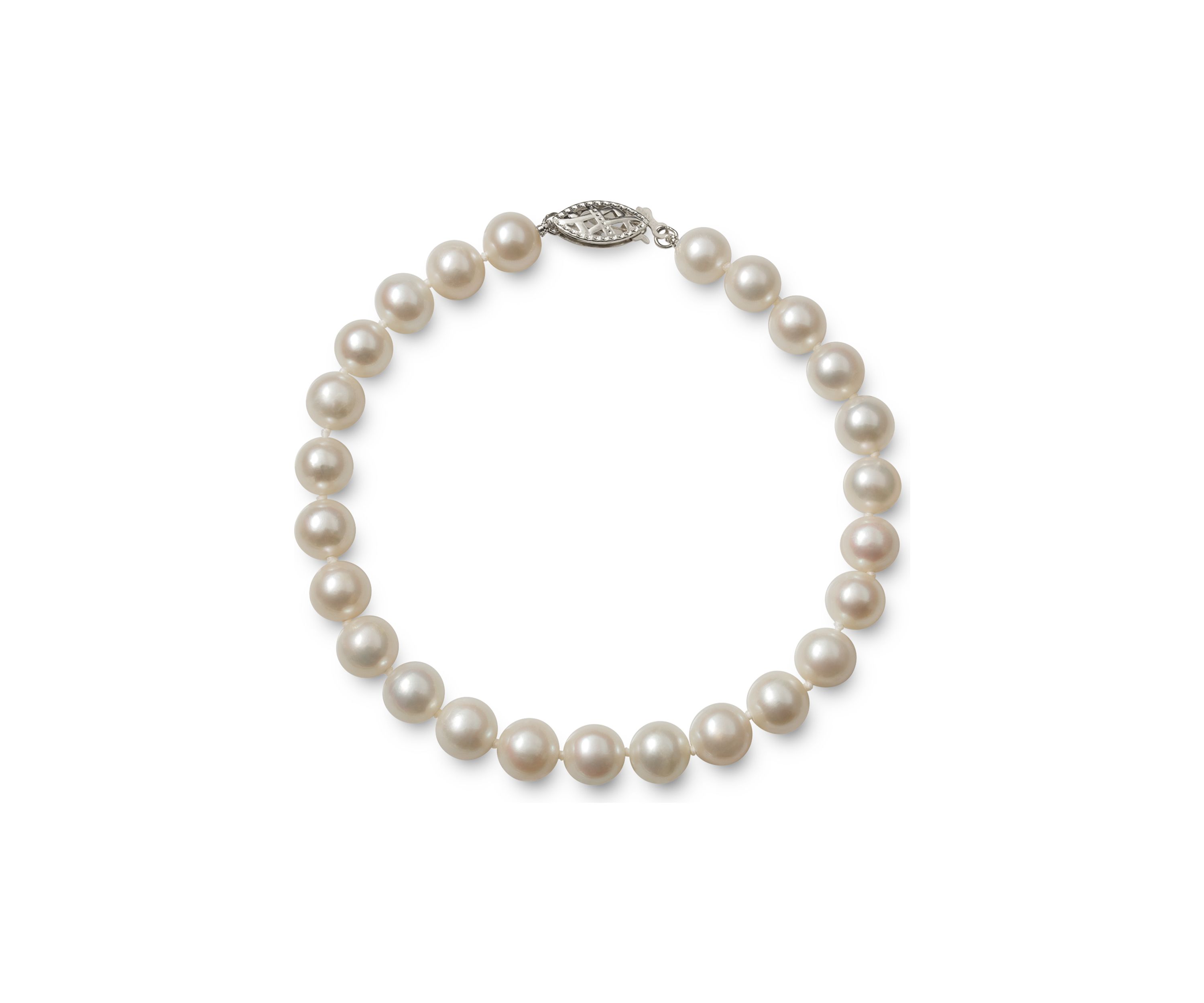 6-7 mm A Quality Cultured Freshwater Pearl 7.5 inch Bracelet in 14k White Gold