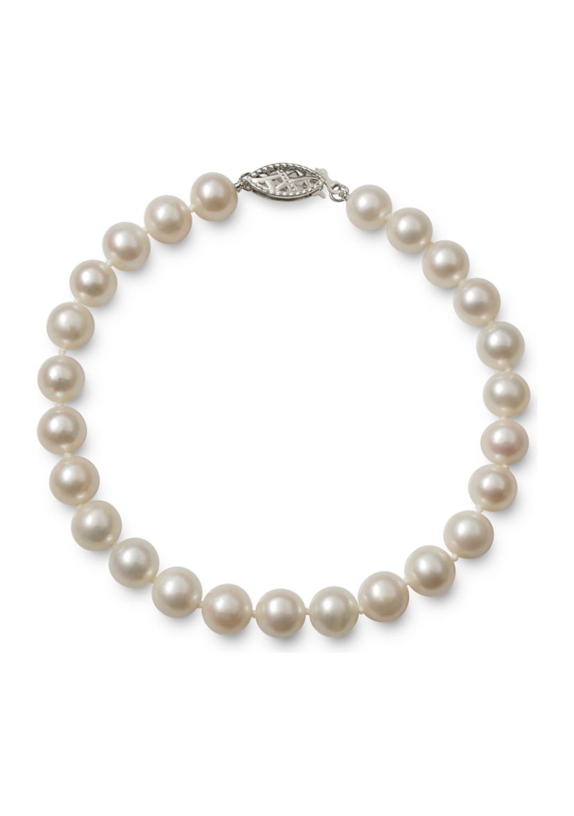 6-7 mm A Quality Cultured Freshwater Pearl 7.5 inch Bracelet in 14k White Gold