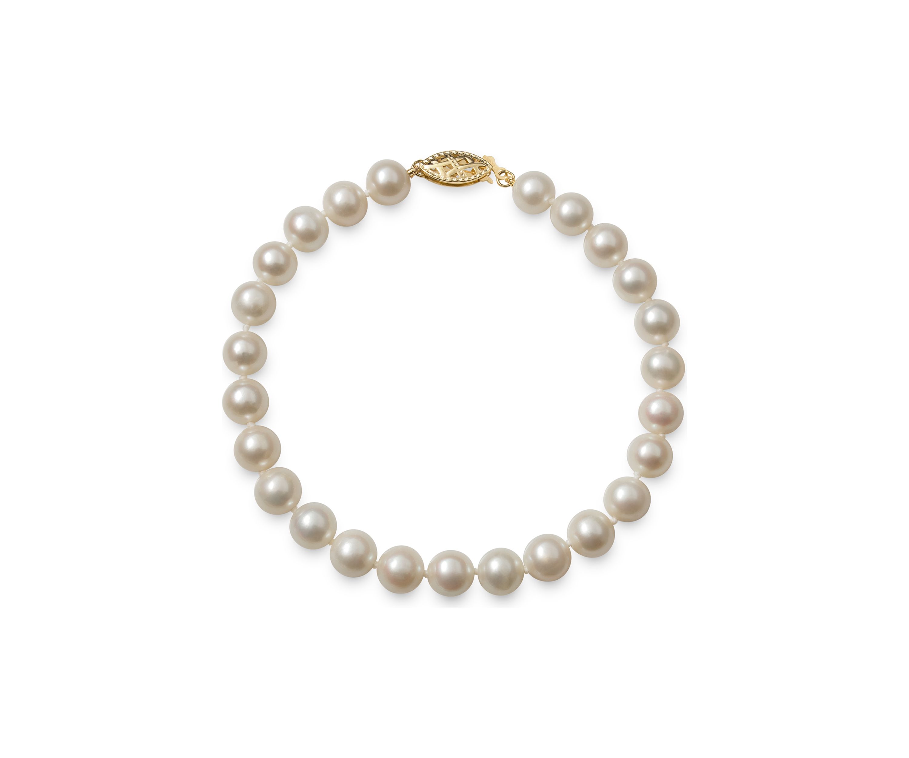 6-7 Millimeter A Quality Cultured Freshwater Pearl 7.5 Inch Bracelet in 14k Yellow Gold
