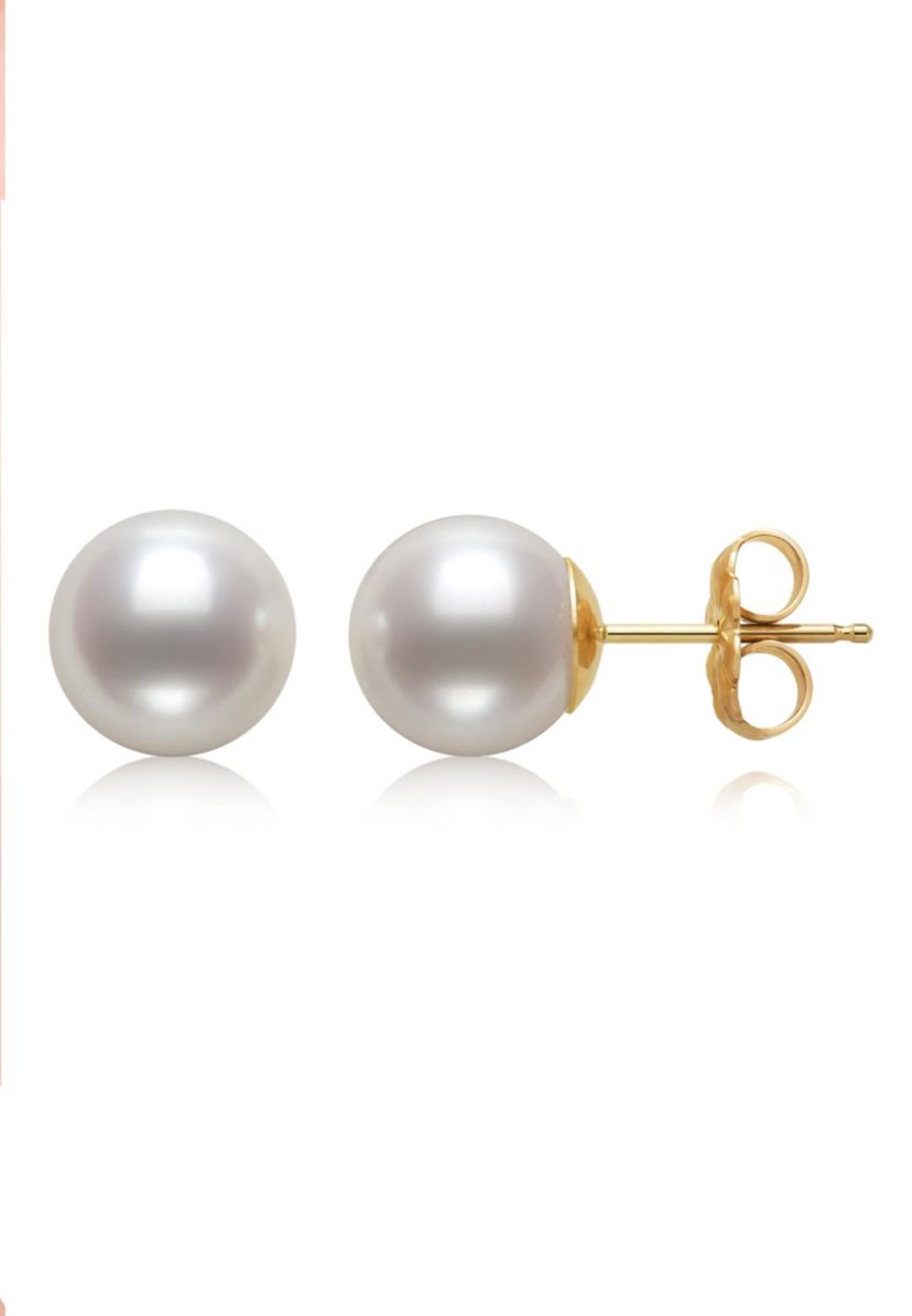 Lab Created 14KT YG.8-8.5MM AKOYA PEARL STUD EARRING