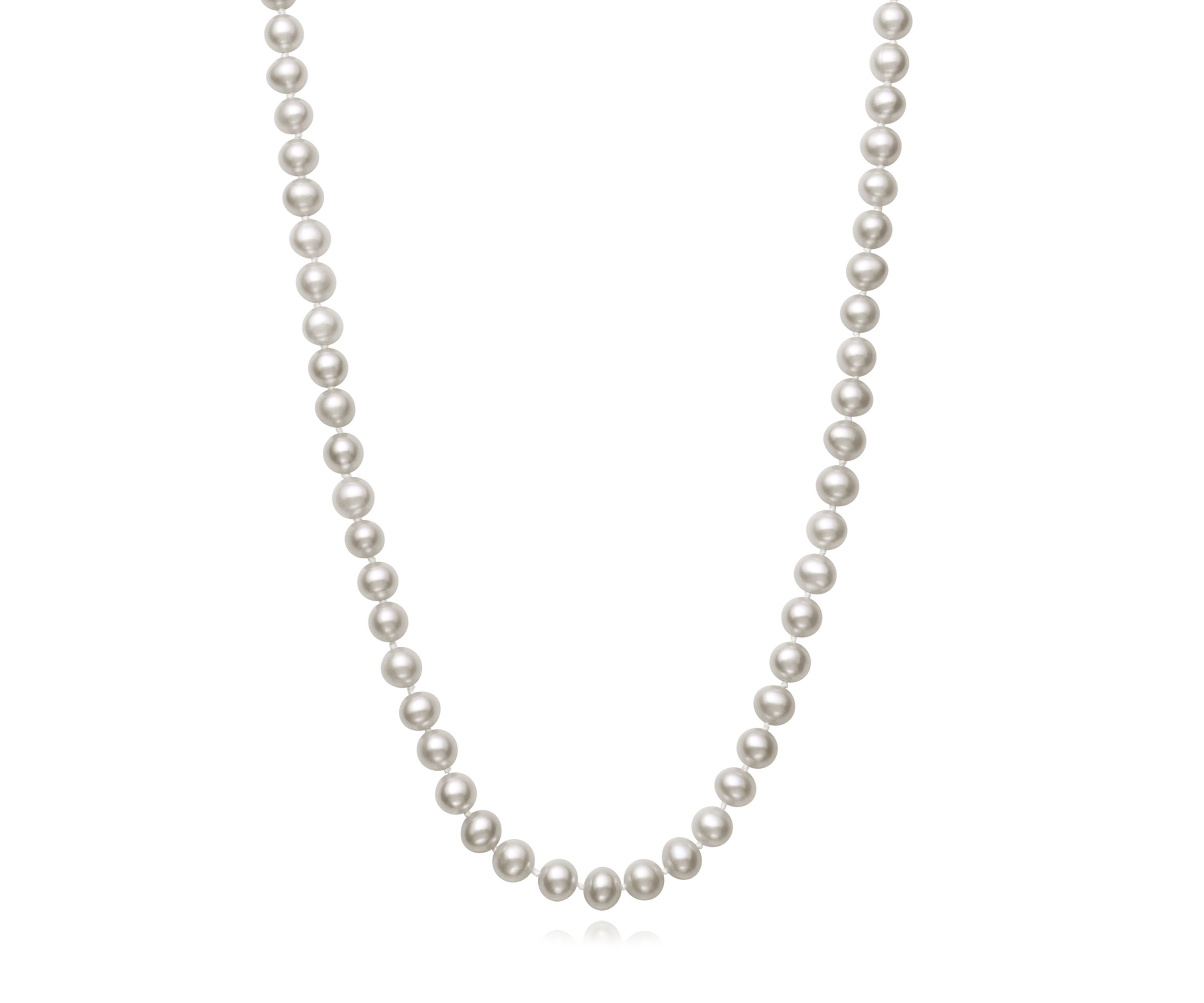 5-6 Millimeter A Quality Cultured Freshwater Pearl 20 Inch Strand Necklace in 14K Yellow Gold