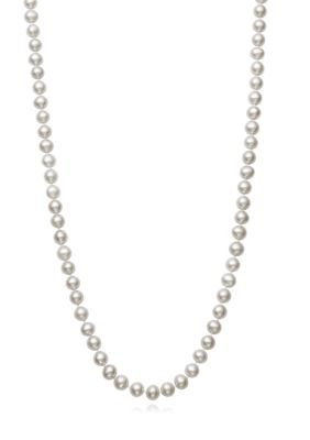 Amour de Pearl 5-6 Millimeter A Quality Cultured Freshwater Pearl 24 Inch Strand Necklace in 14k Yellow Gold, White