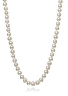 Amour de Pearl 6-7 Millimeter A Quality Cultured Freshwater Pearl 18 Inch Strand Necklace in 14k White Gold
