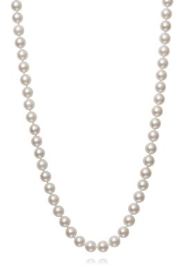 Amour de Pearl 6-7 Millimeter A Quality Cultured Freshwater Pearl 16 Inch Strand Necklace in 14K Yellow Gold, White