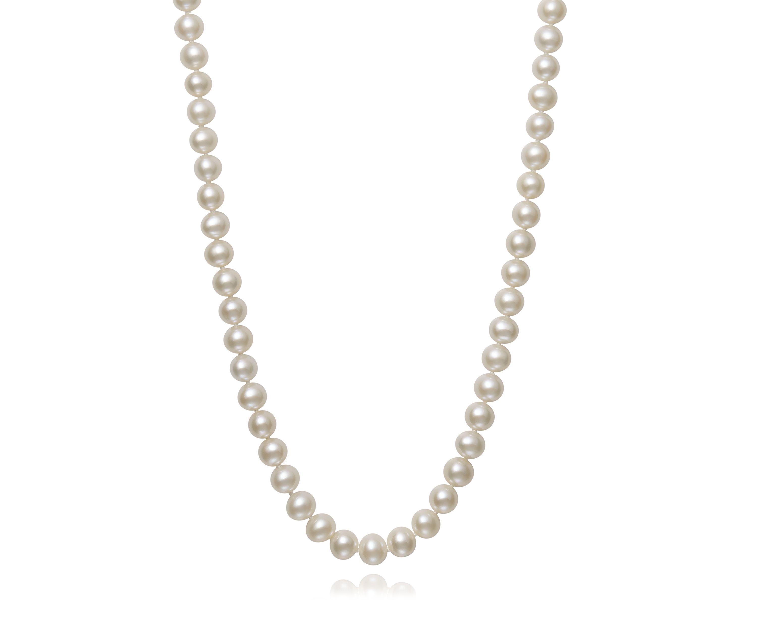 6-7 Millimeter A Quality Cultured Freshwater Pearl 18 Inch Strand Necklace in 14k Yellow Gold