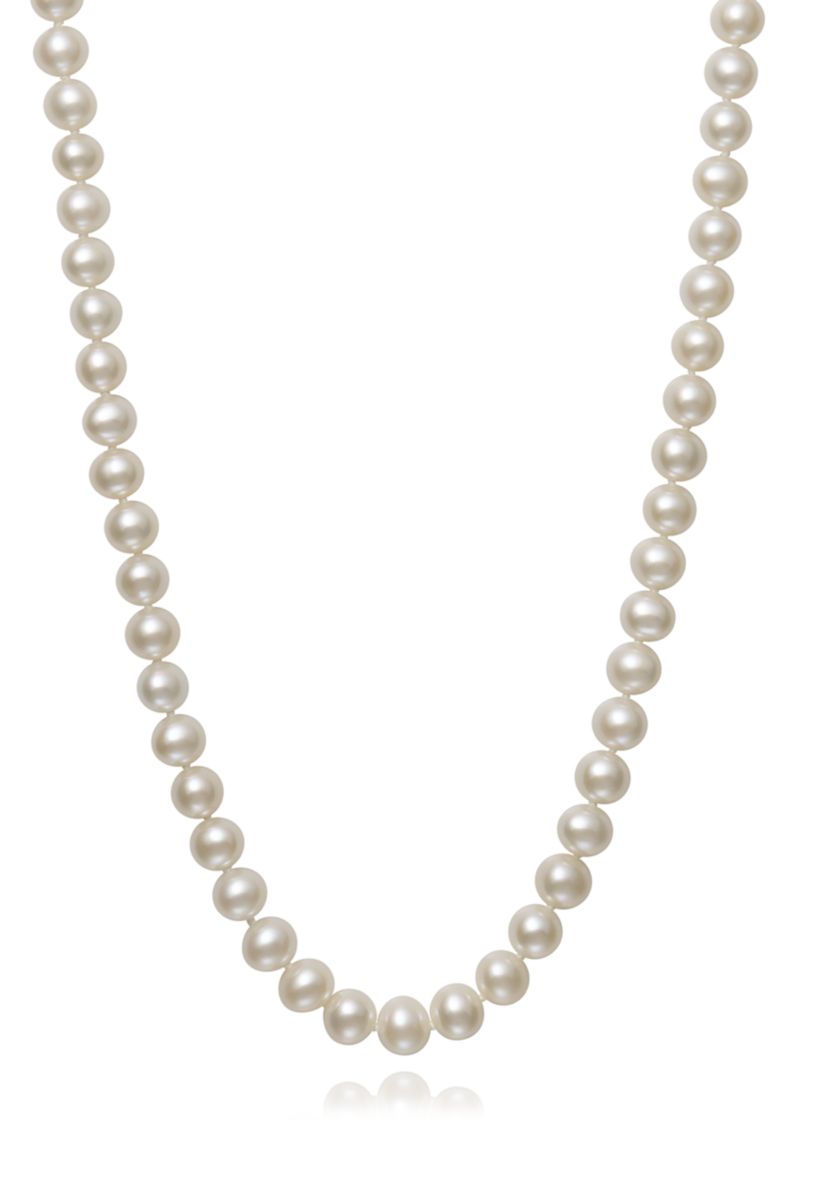 6-7 Millimeter A Quality Cultured Freshwater Pearl 18 Inch Strand Necklace in 14k Yellow Gold