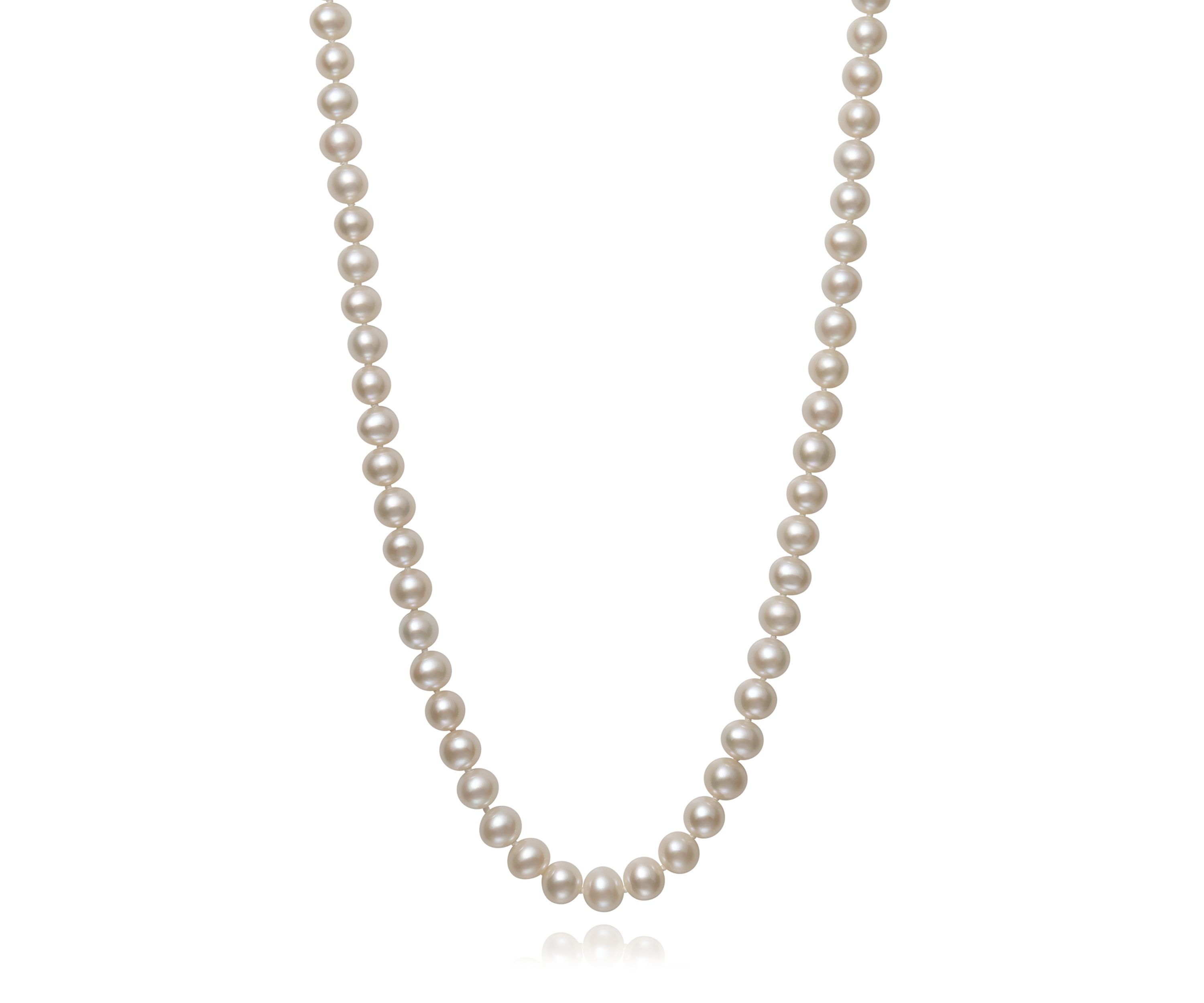 6-7 Millimeter A Quality Cultured Freshwater Pearl 20 Inch Strand Necklace in 14K Yellow Gold