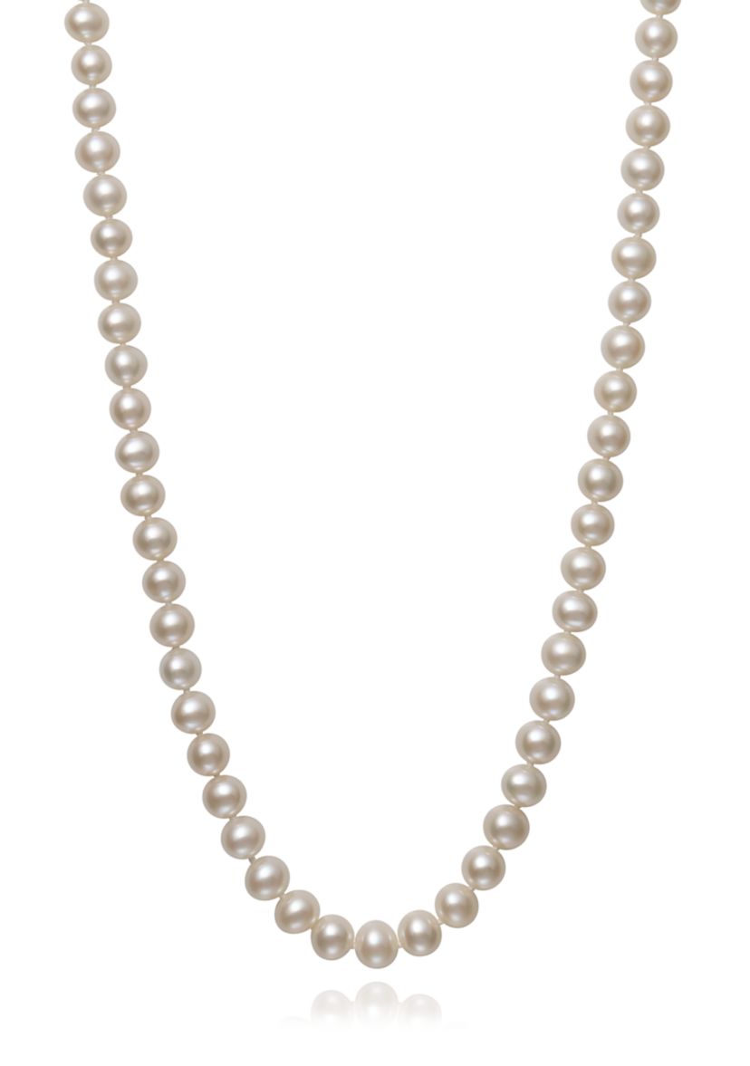 6-7 Millimeter A Quality Cultured Freshwater Pearl 20 Inch Strand Necklace in 14K Yellow Gold