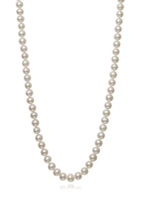 Amour de Pearl 6-7 Millimeter A Quality Cultured Freshwater Pearl 24 Inch Strand Necklace in 14K Yellow Gold, White